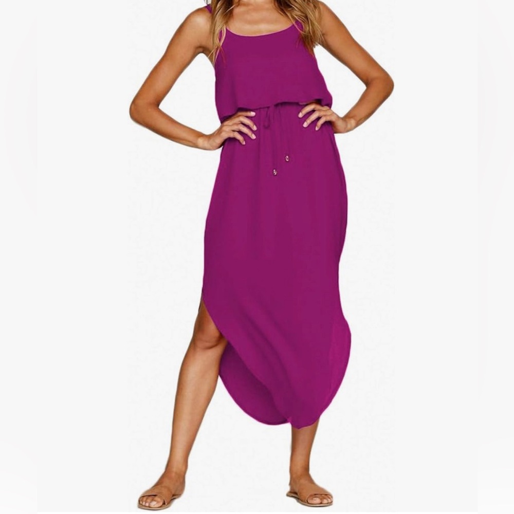 Adjustable Strappy Split Summer Dress